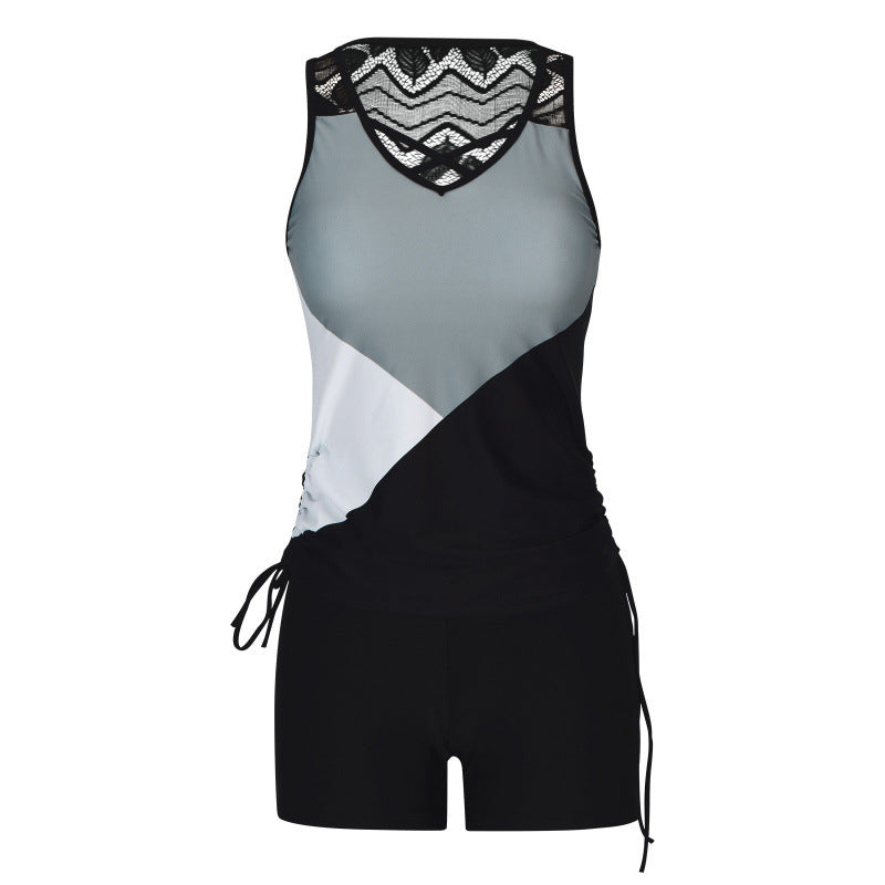 👙S-3XL🏖️Naiste mustriline kaheosaline tankini ujumistrikoo-EE