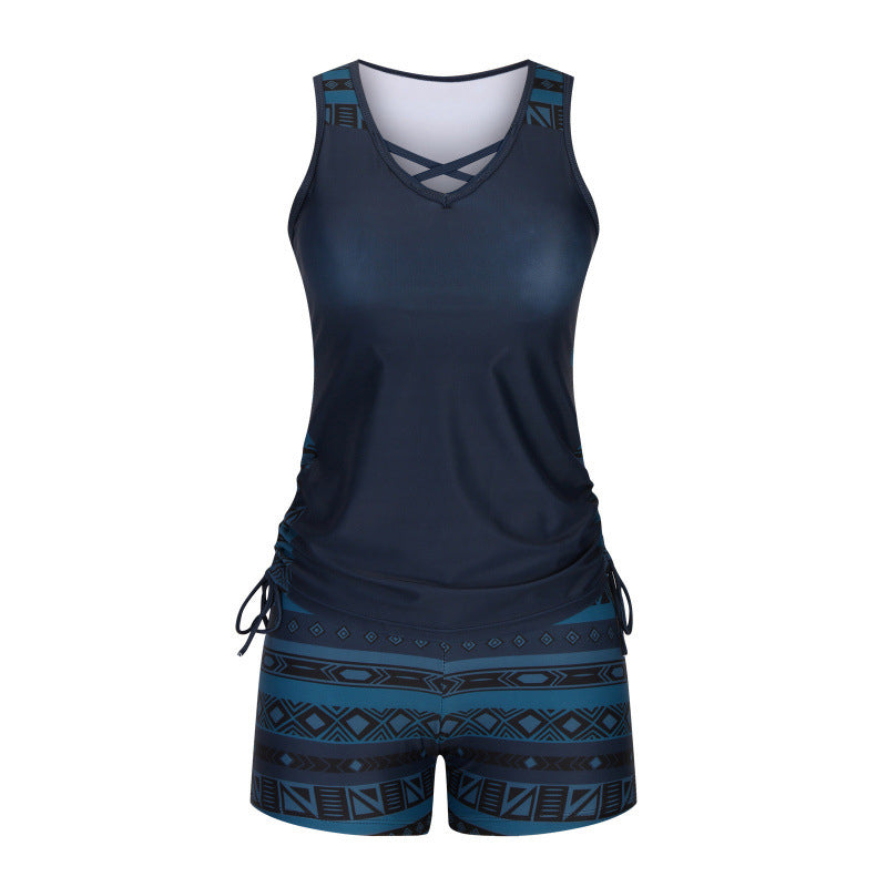 👙S-3XL🏖️Naiste mustriline kaheosaline tankini ujumistrikoo-EE