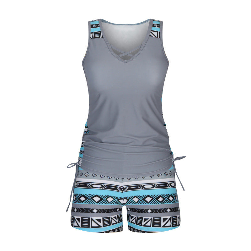 👙S-3XL🏖️Naiste mustriline kaheosaline tankini ujumistrikoo-EE