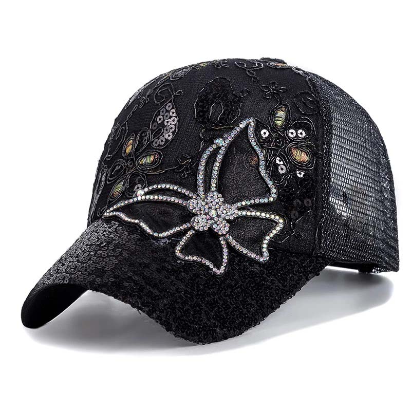 📦 Płatność przy odbiorze – Czapka baseballowa z cekinami „Crystal Butterfly” | Lśniące, dwustronne cekiny, lśniący wzór motyla 🧢✨
