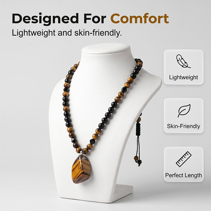 🔥50% DE DESCUENTO AHORA🦁 Collar de cuentas de ojo de tigre natural para hombre – Joyería elegante con piedra energética para uso diario y como regalo 🎁-ES