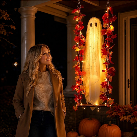 🎃👻 Noč čarovnic z LED okraski v obliki duha 🍁-SI