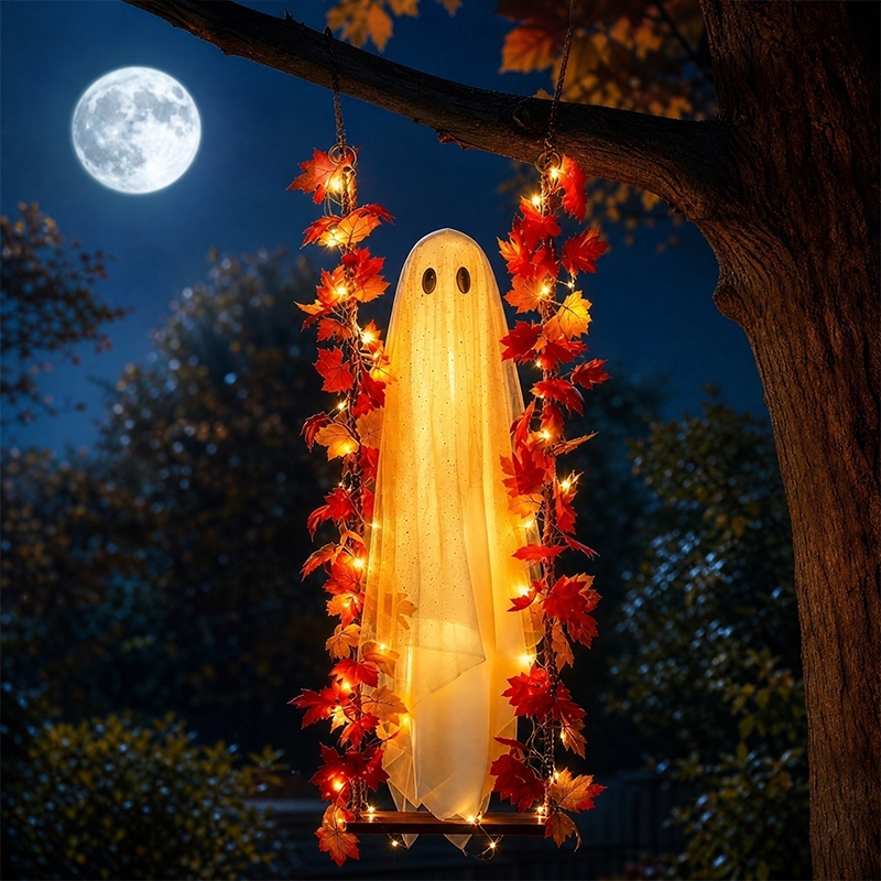 🎃👻 Halloweenska LED dekorácia s duchom 🍁-sk