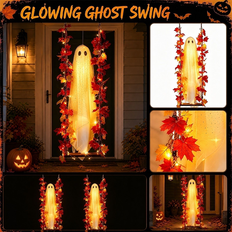 🎃👻 Halloweenska LED dekorácia s duchom 🍁-sk