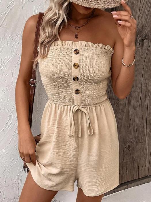 🔥👗Damski kombinezon typu tuba z szerokimi nogawkami i falbanką z przodu i wiązaniem